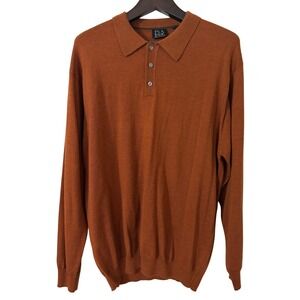 Jos A Bank Signature Collection XXL 100% Merino Wool Polo Sweater Burnt Orange